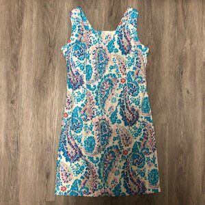 Talbots Women’s Size 8 Dress Pastel Paisley Squareneck Tank Style Preppy Summer
